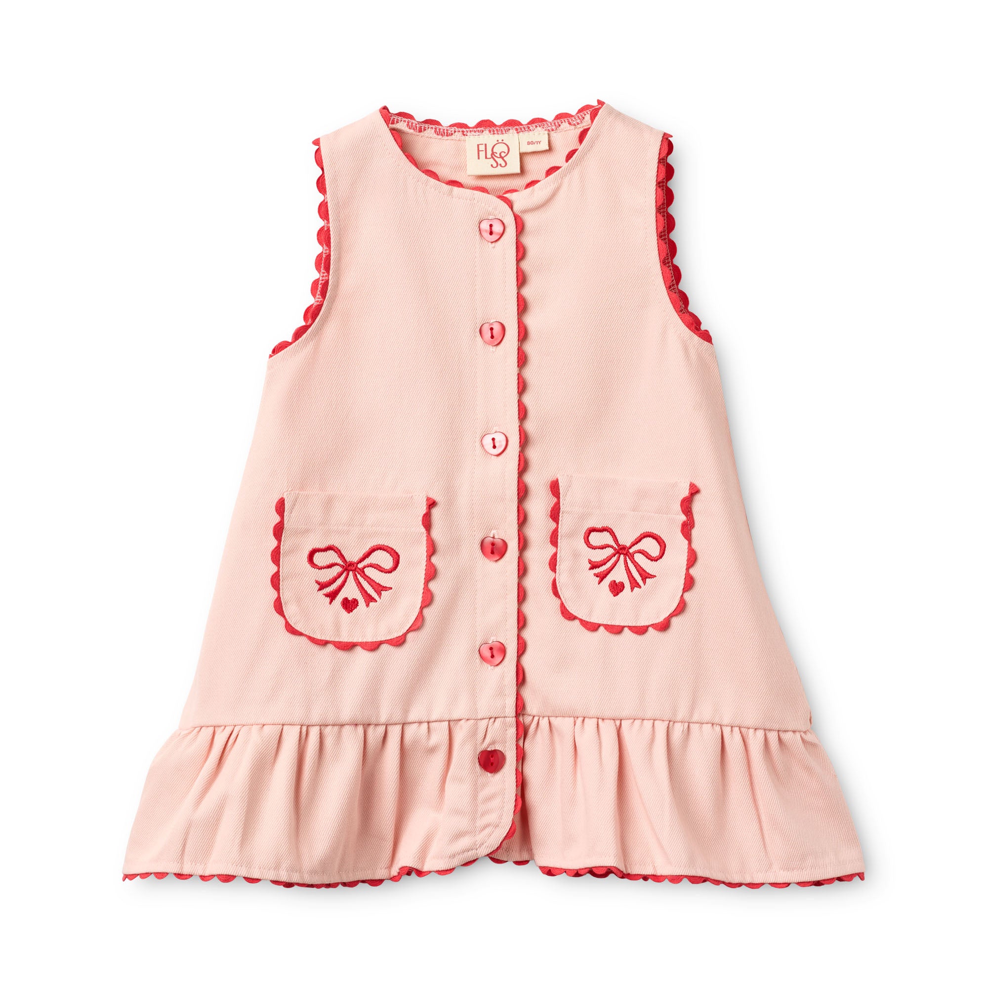 Elina Pink Dress with Bows and Ric Rac Detail