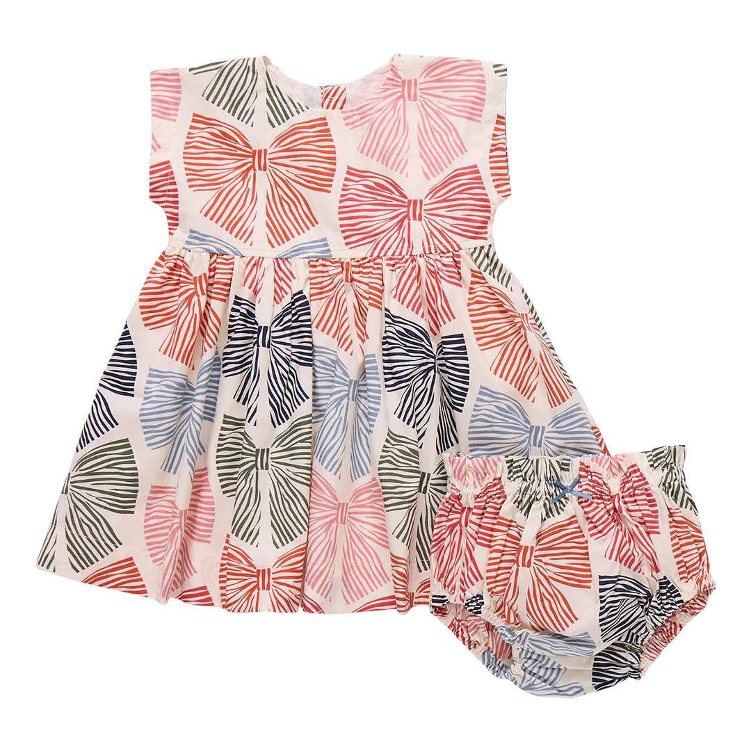 Adaline Dress - Multi Striped Bows