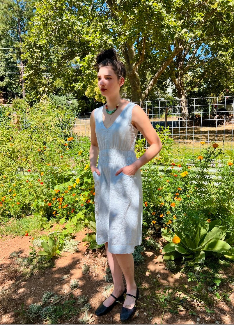 Fiji Dress in Sky Blue Linen