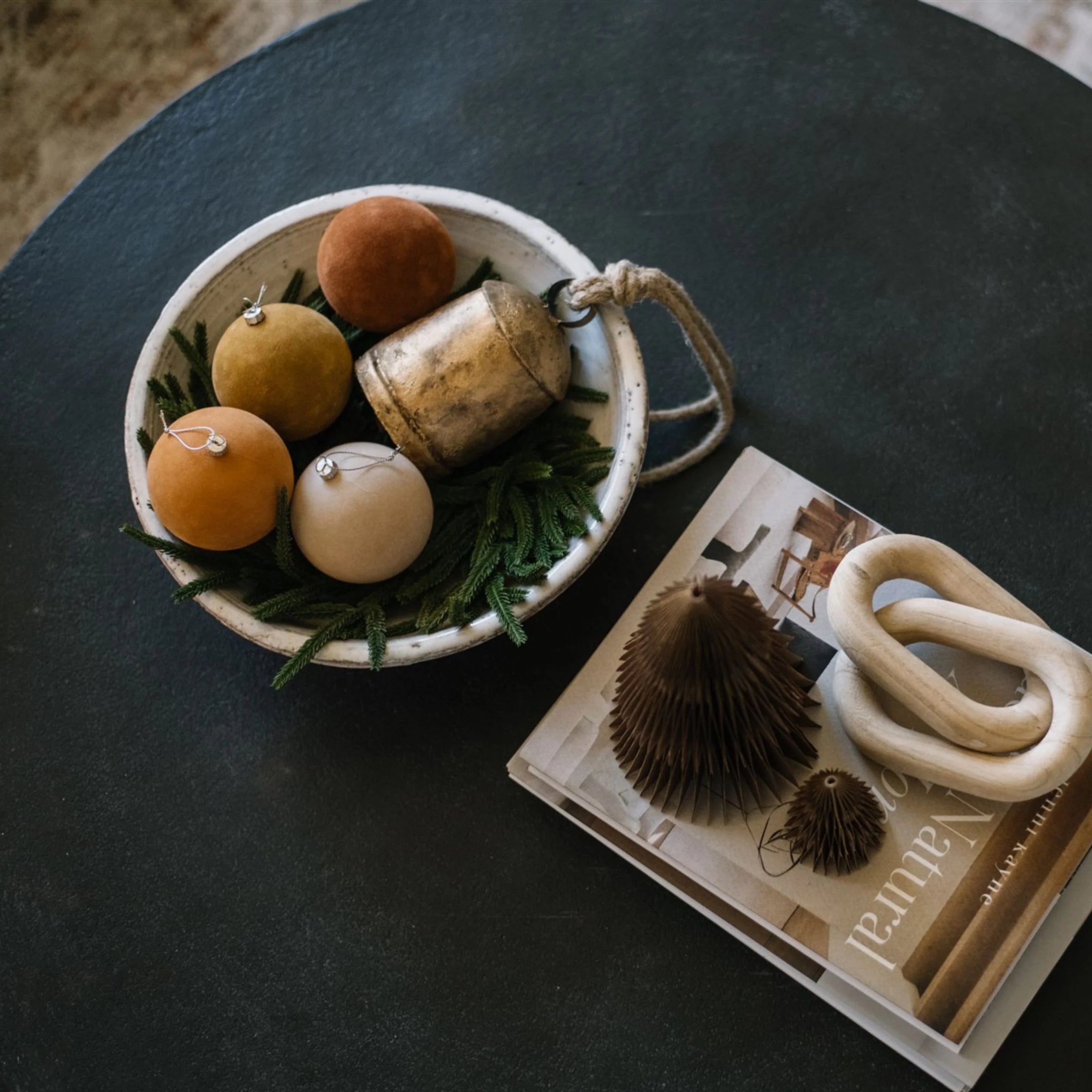 Flocked Ornament Set/4 Tan