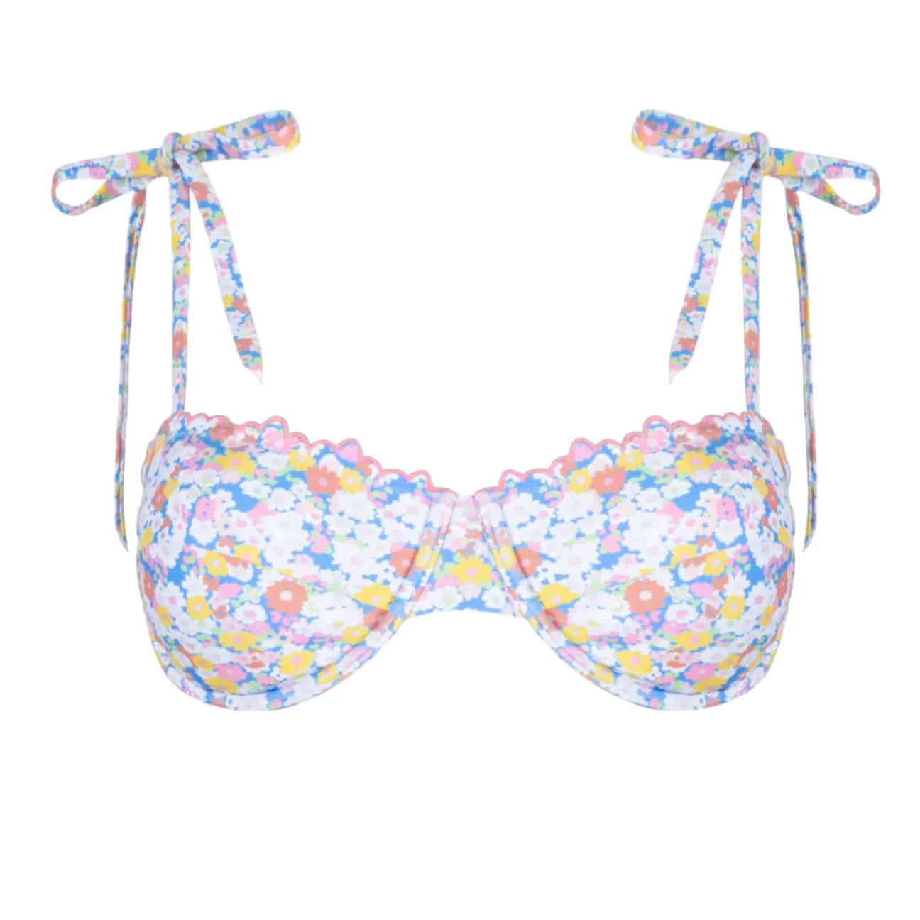 women's jasmine blossom cup bikini top with tie straps