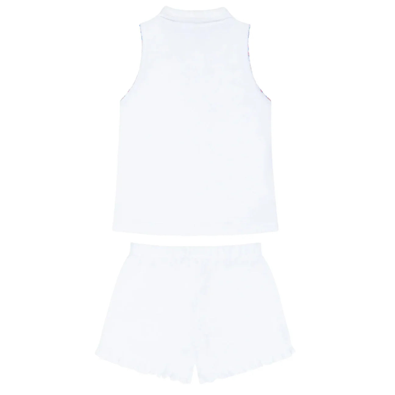 girls shell white french terry tennis tank top and short set