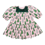 Fiona Dress - Pink Trees