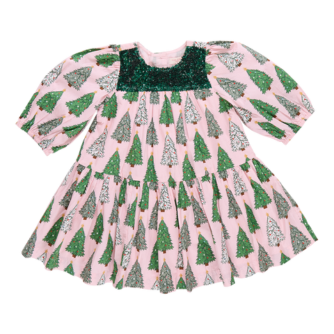 Fiona Dress - Pink Trees