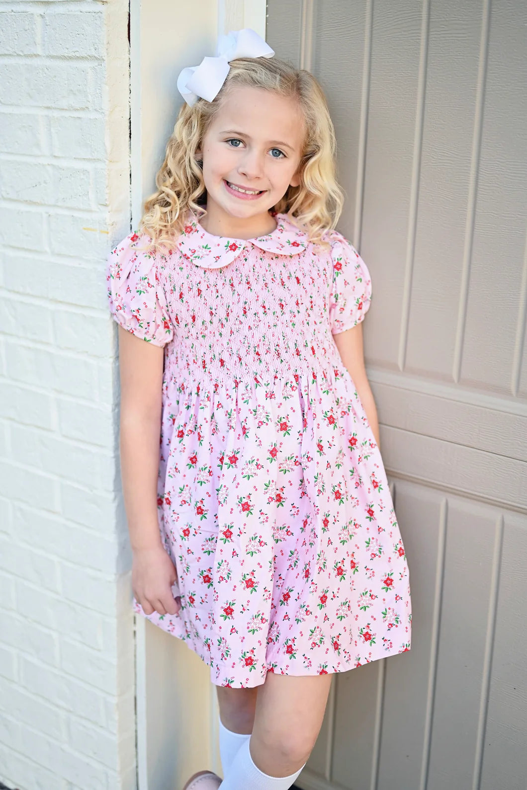 Everly Smocked Dress, Christmas Floral