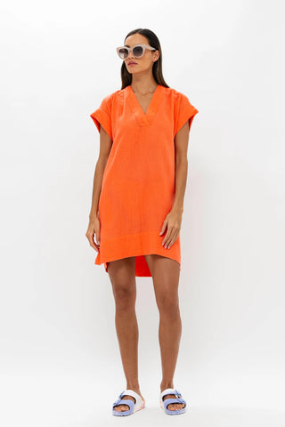 V-NECK ROLL SLEEVE MINI- BAHAMA ORANG