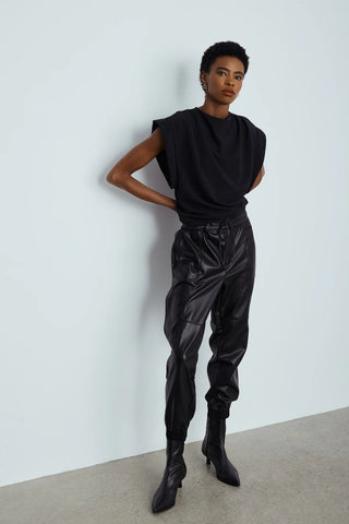 CABO BLACK FAUX LEATHER JOGGER