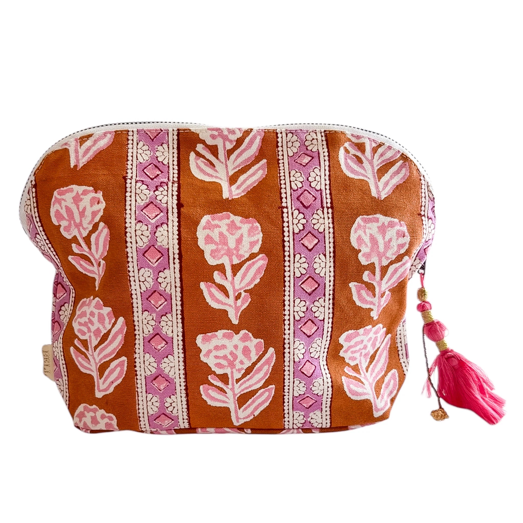 Clamshell Bag in Brown Pink Floral
