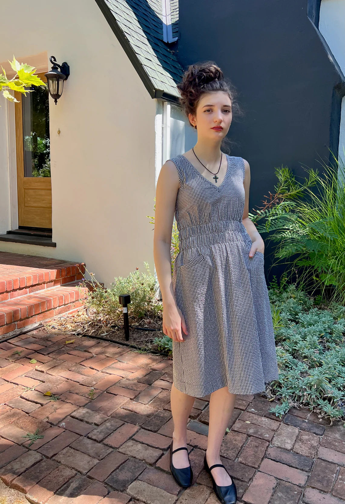 fiji dress - b&w seersucker