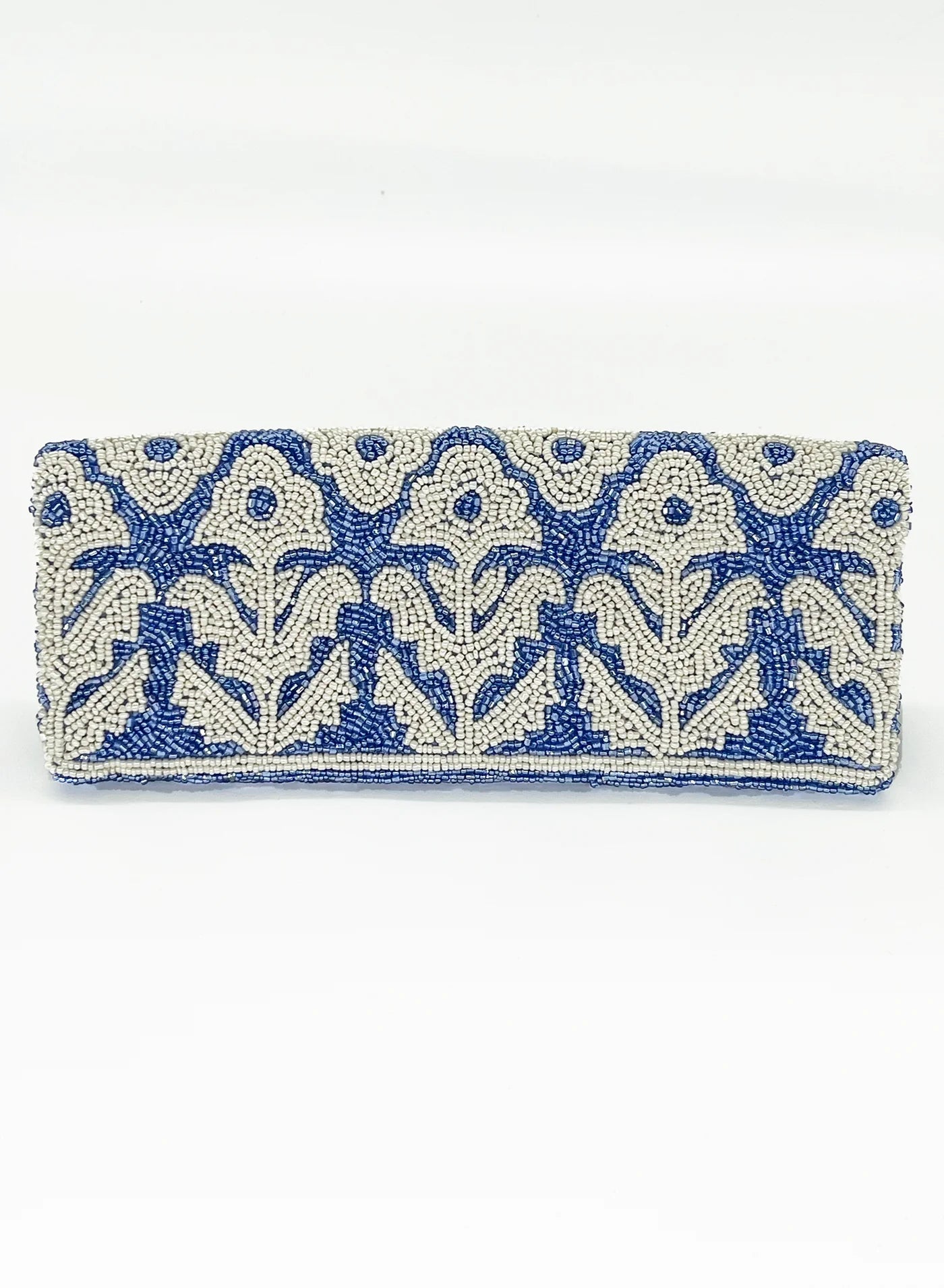 BEADED CLUTCH- MARIGOLD PERIWINKLE