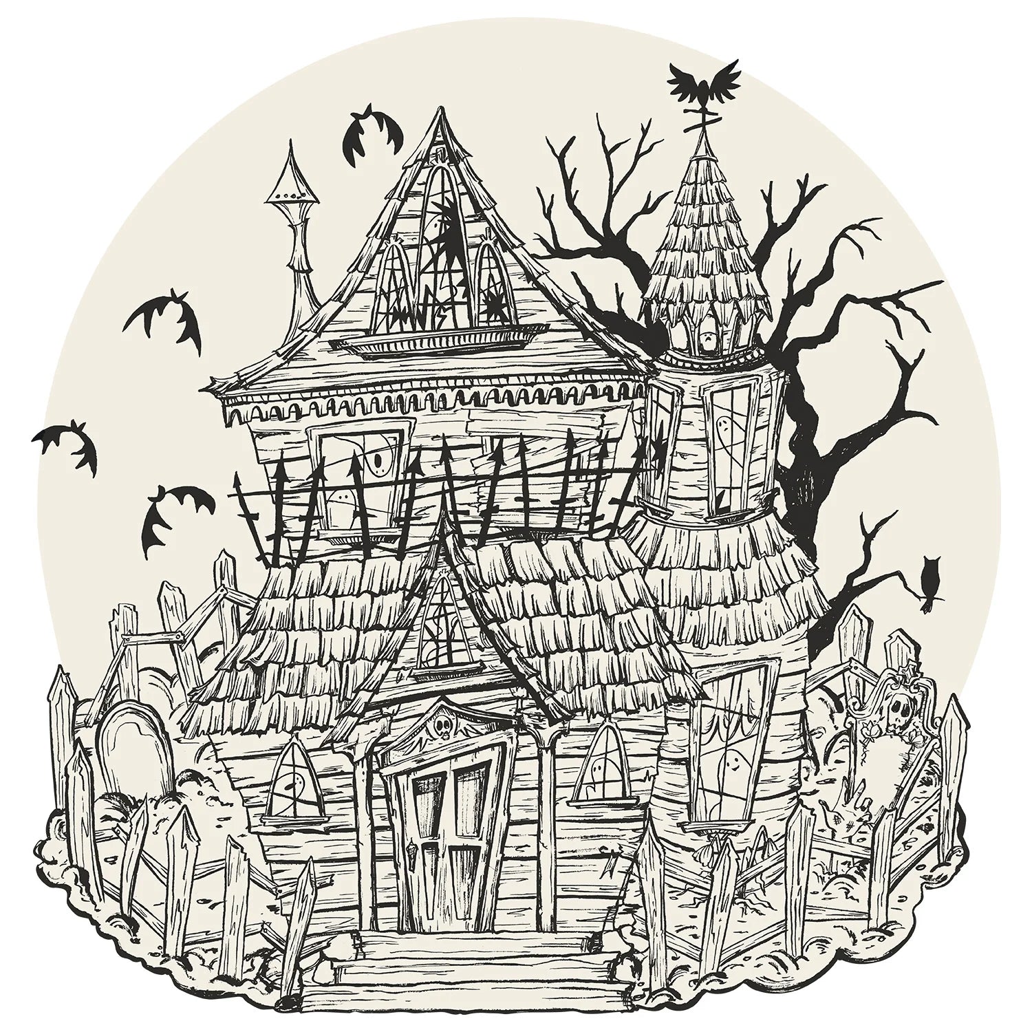 Die-Cut Coloring Haunted House Placemat