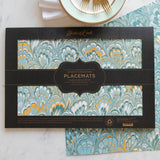BLUE & GOLD PEACOCK MARBLED PLACEMAT