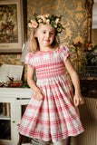 Lilibeth Pink Tartan Flannel Smocked Dress