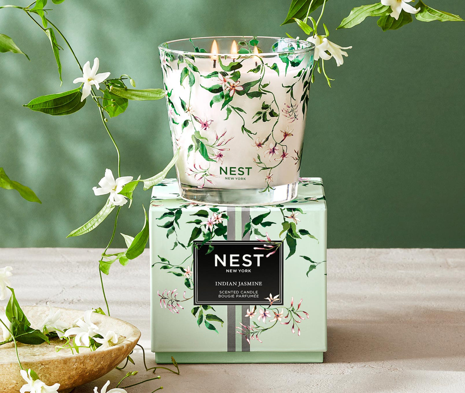 Indian Jasmine Decorative 3-Wick Candle