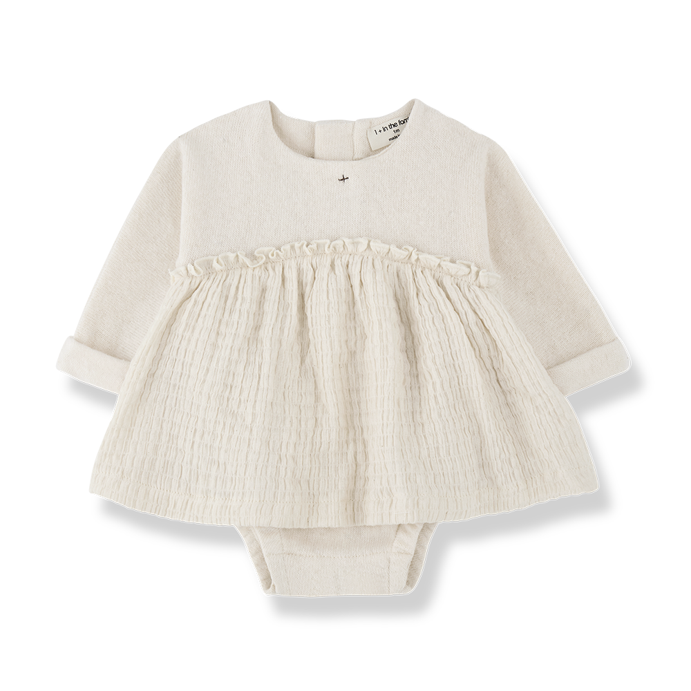 NICOLINE SOFT CAPSULE FLEECE DRESS W/BODY - ECRU