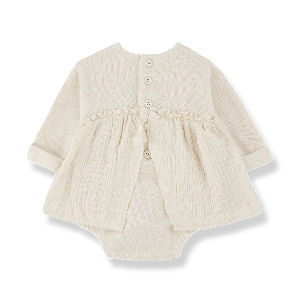 NICOLINE SOFT CAPSULE FLEECE DRESS W/BODY - ECRU