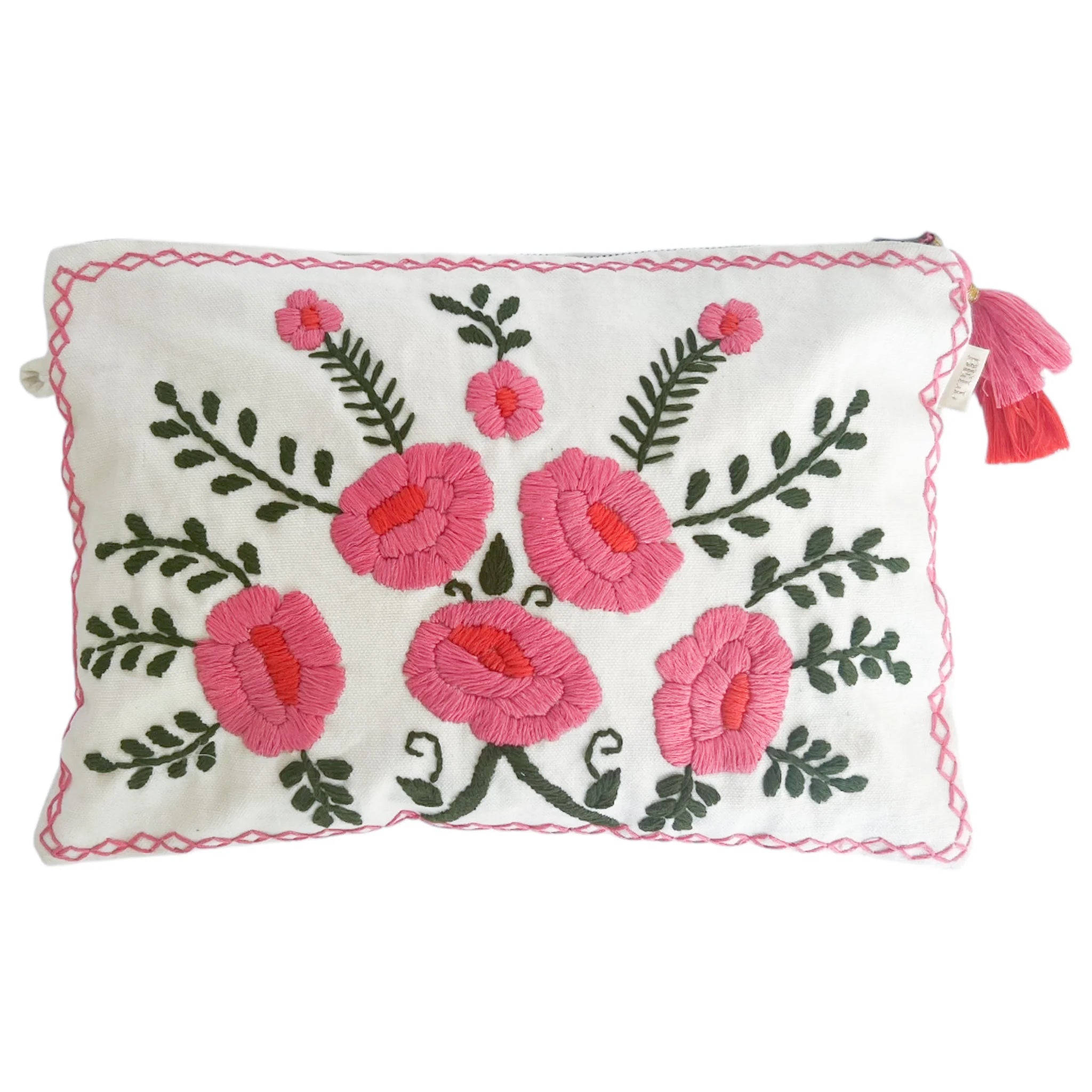 Flower Embroidered Pouch