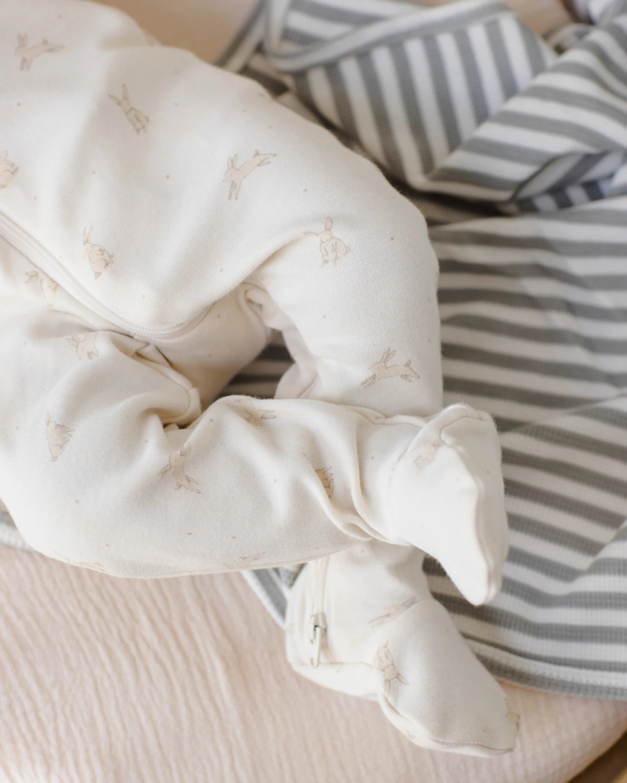 Waffle Baby Blanket Sage Stripe