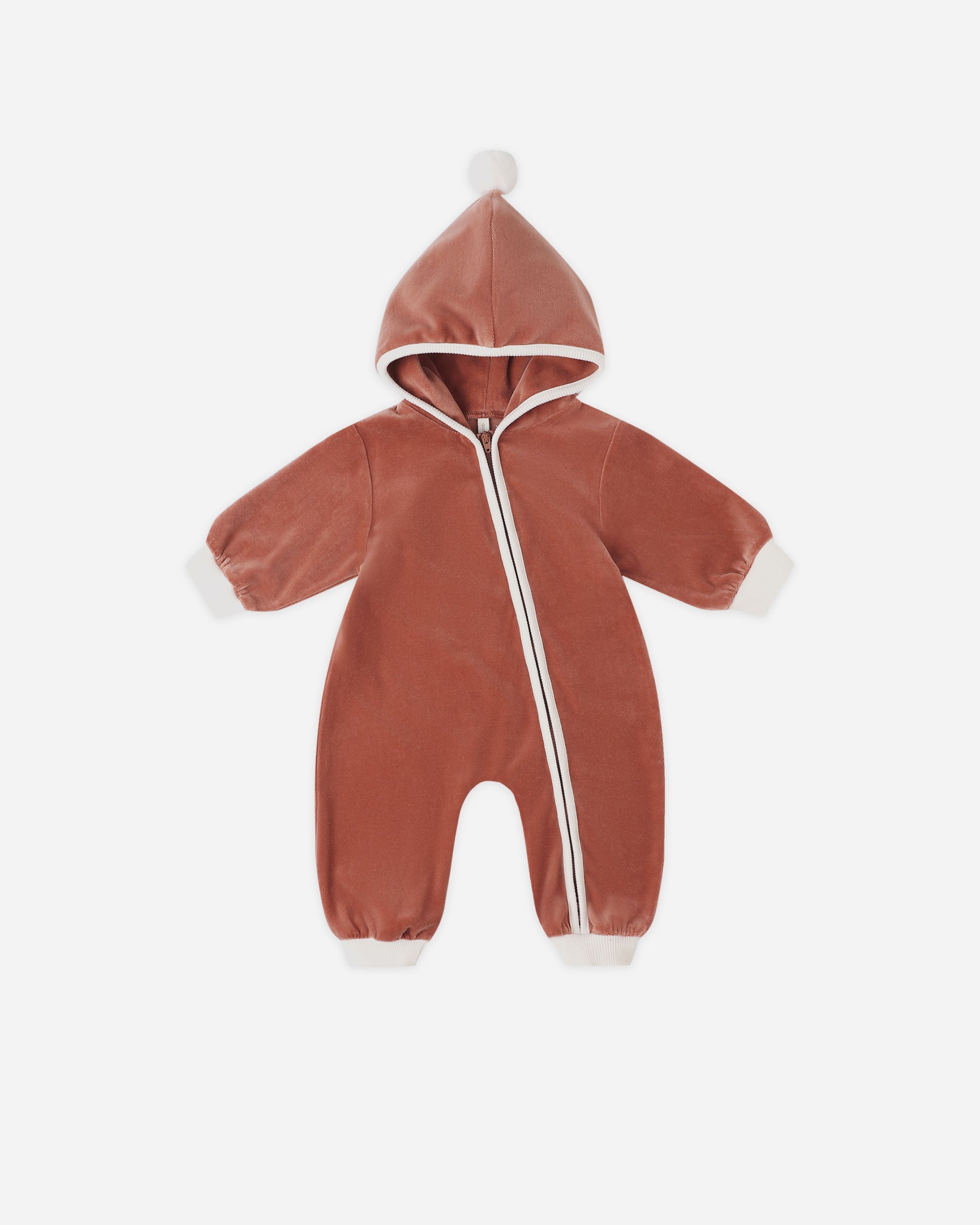 Velour Zip Jumpsuit Cranberry