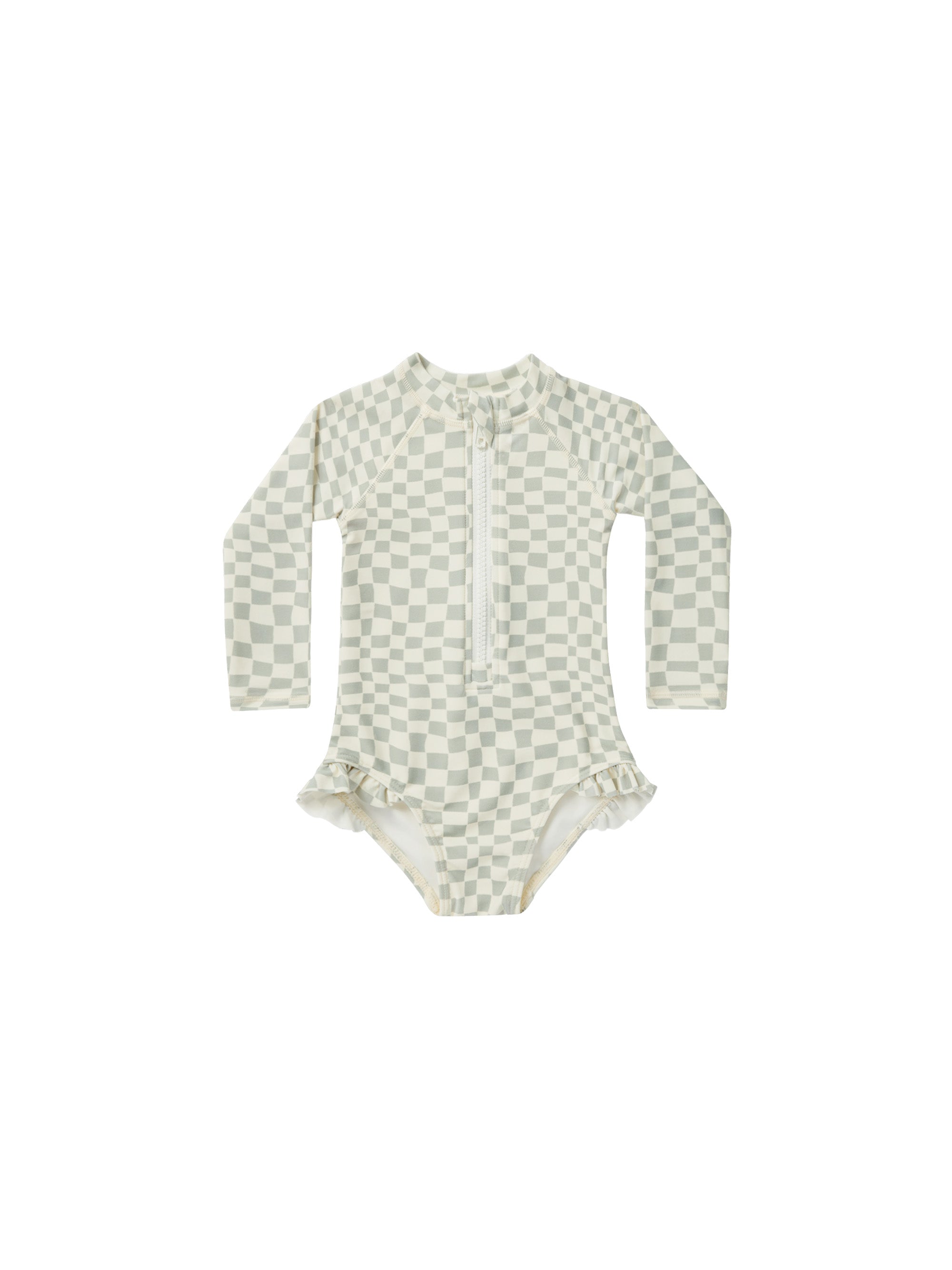 rash guard one-piece seafoam check