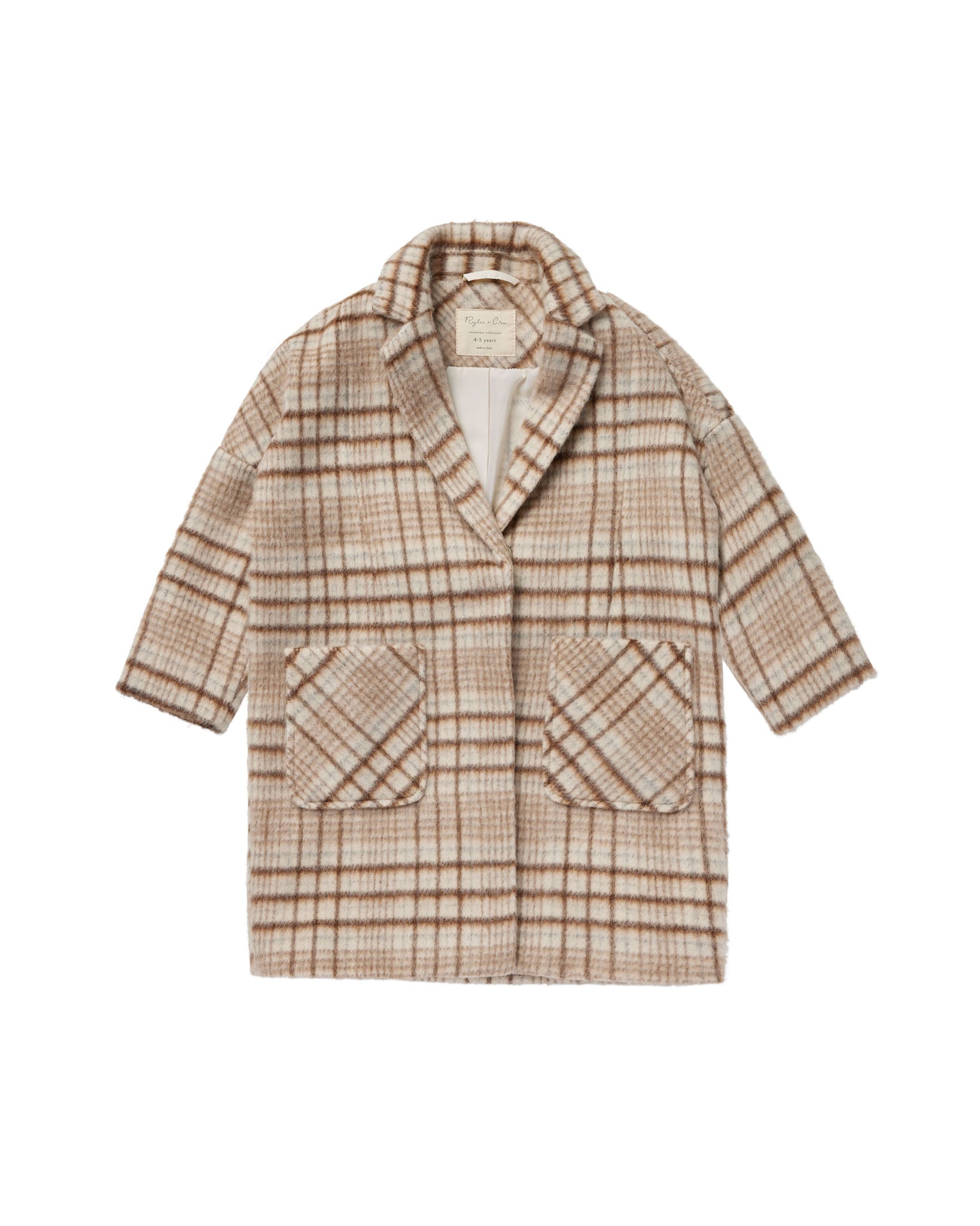 longline coat rustic plaid