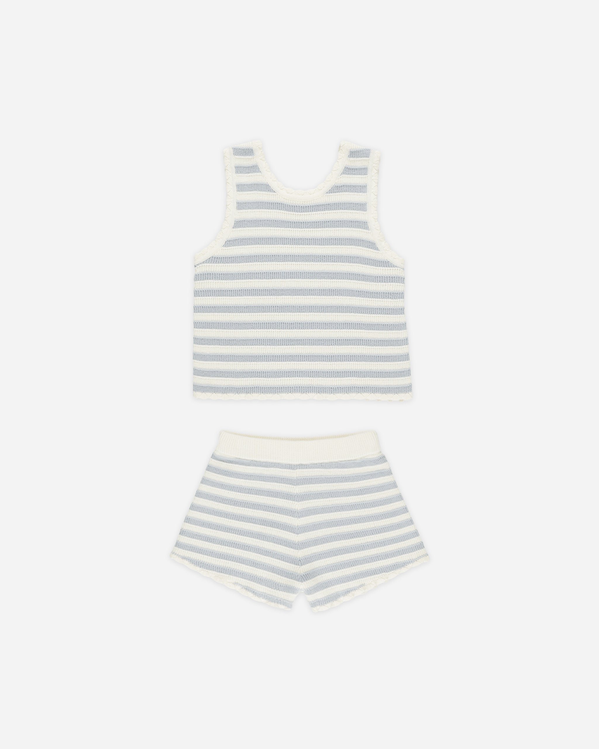 Crochet Tank Set Blue Stripe