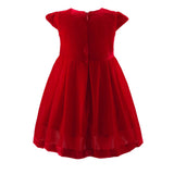 RED TARTAN BOW VELVET DRESS