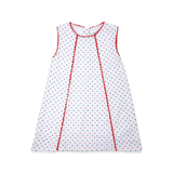 Amelia Aline Dress - Navy and Red Swiss Dot