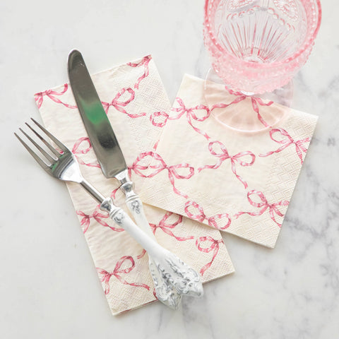 PINK BOW LATTICE NAPKINS