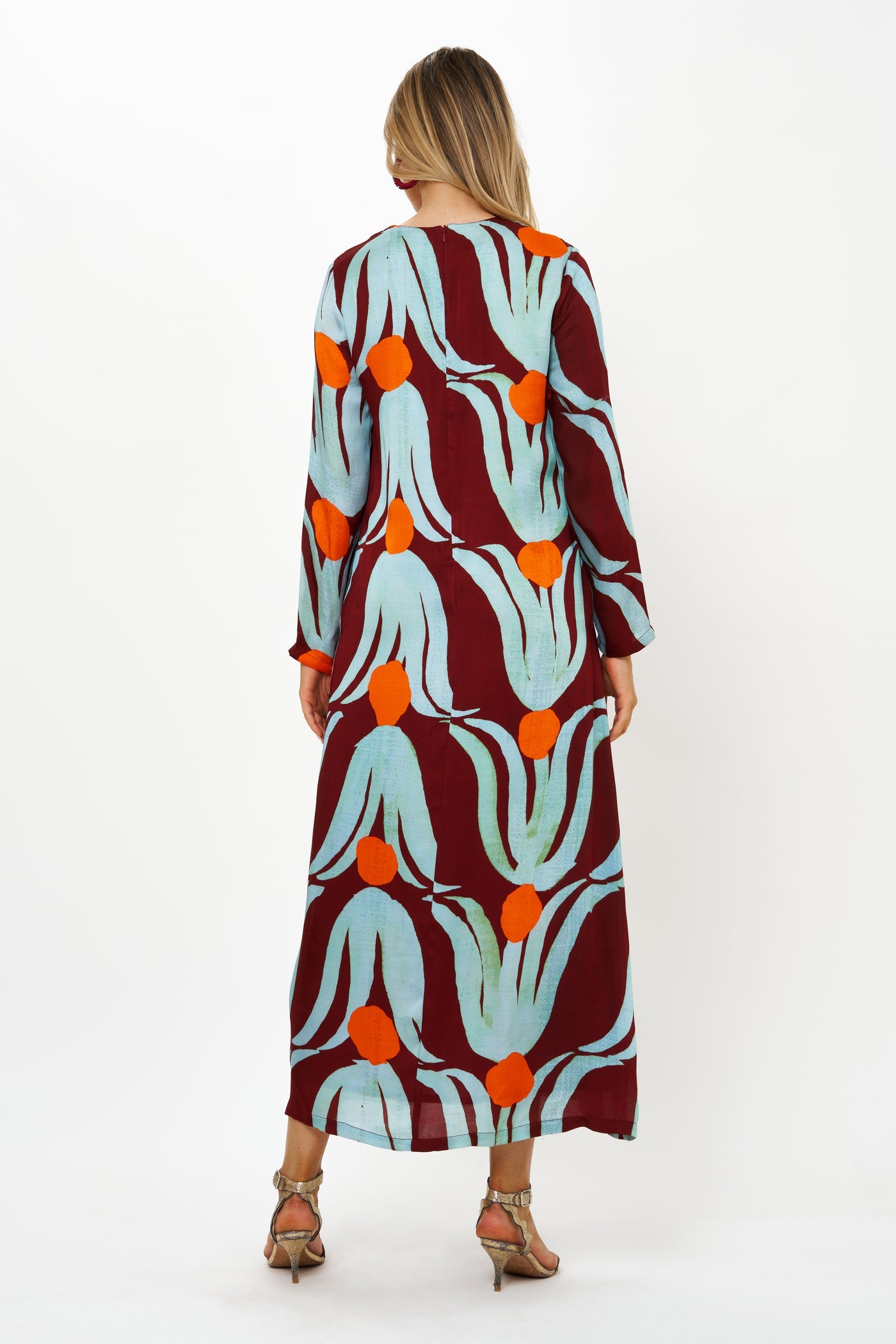 LONG SLEEVE SHIFT MAXI- TULIP ORANGE