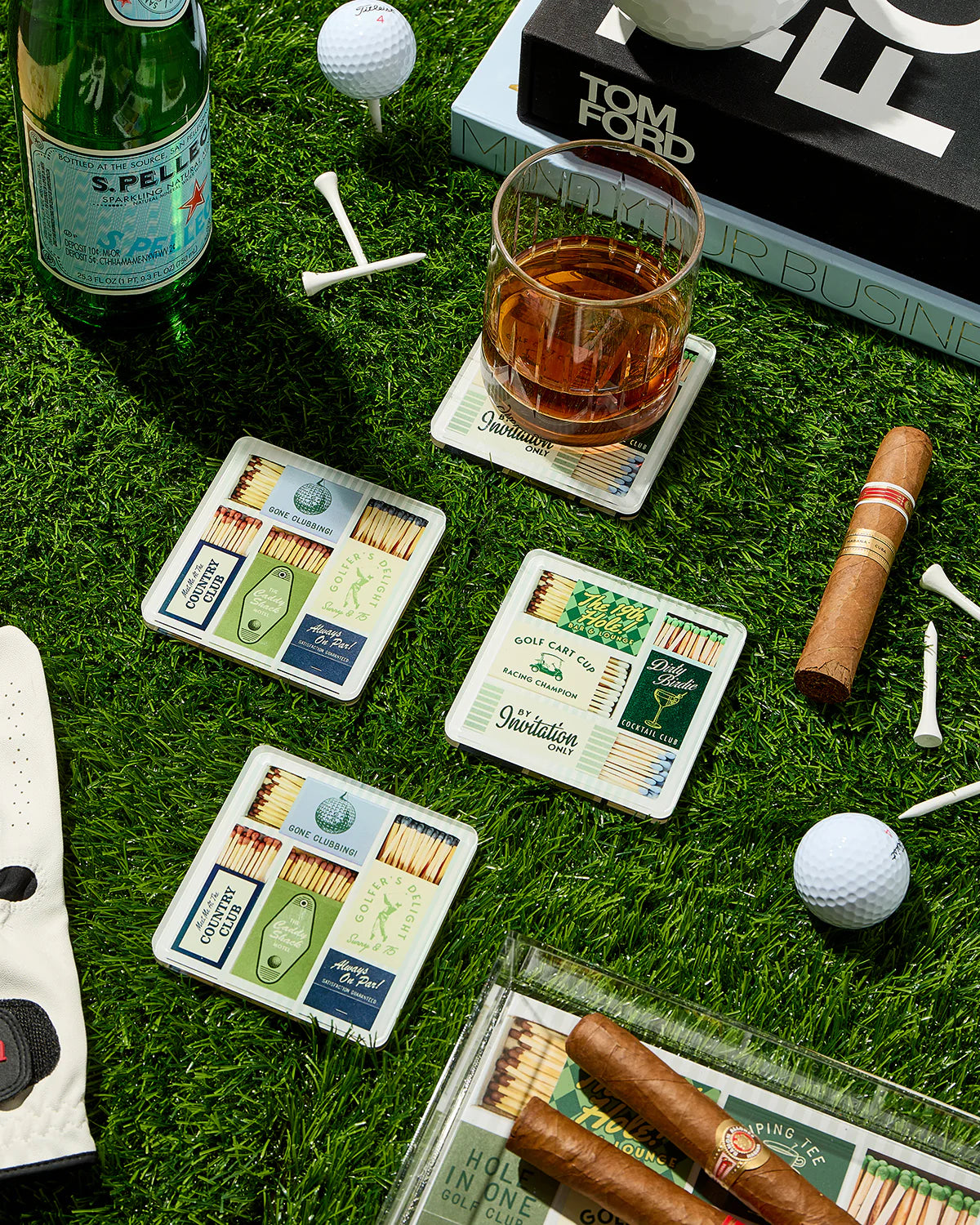 GOLF MATCHBOOK COASTERS s/4