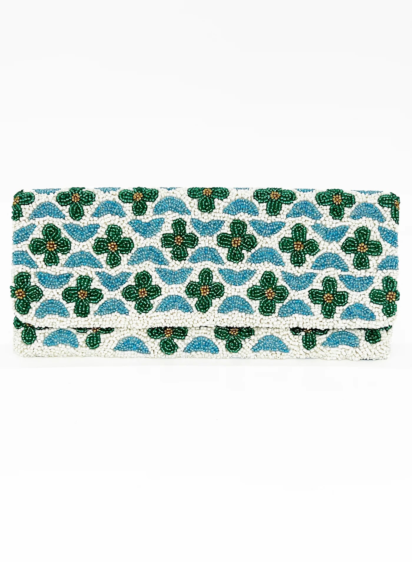 BEADED CLUTCH- VERANDA BLUE GREEN