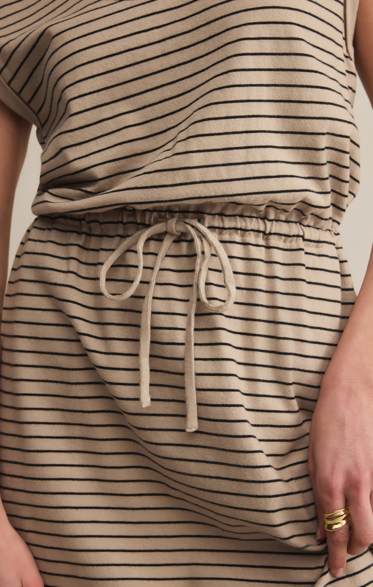 DAYSHIFT COTTON STRIPED MINI DRESS