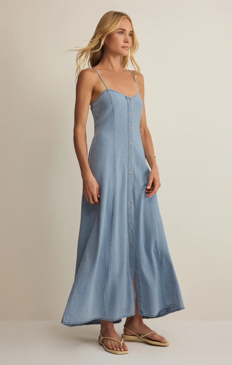 ANGEL EYES CHAMBRAY MIDI DRESS
