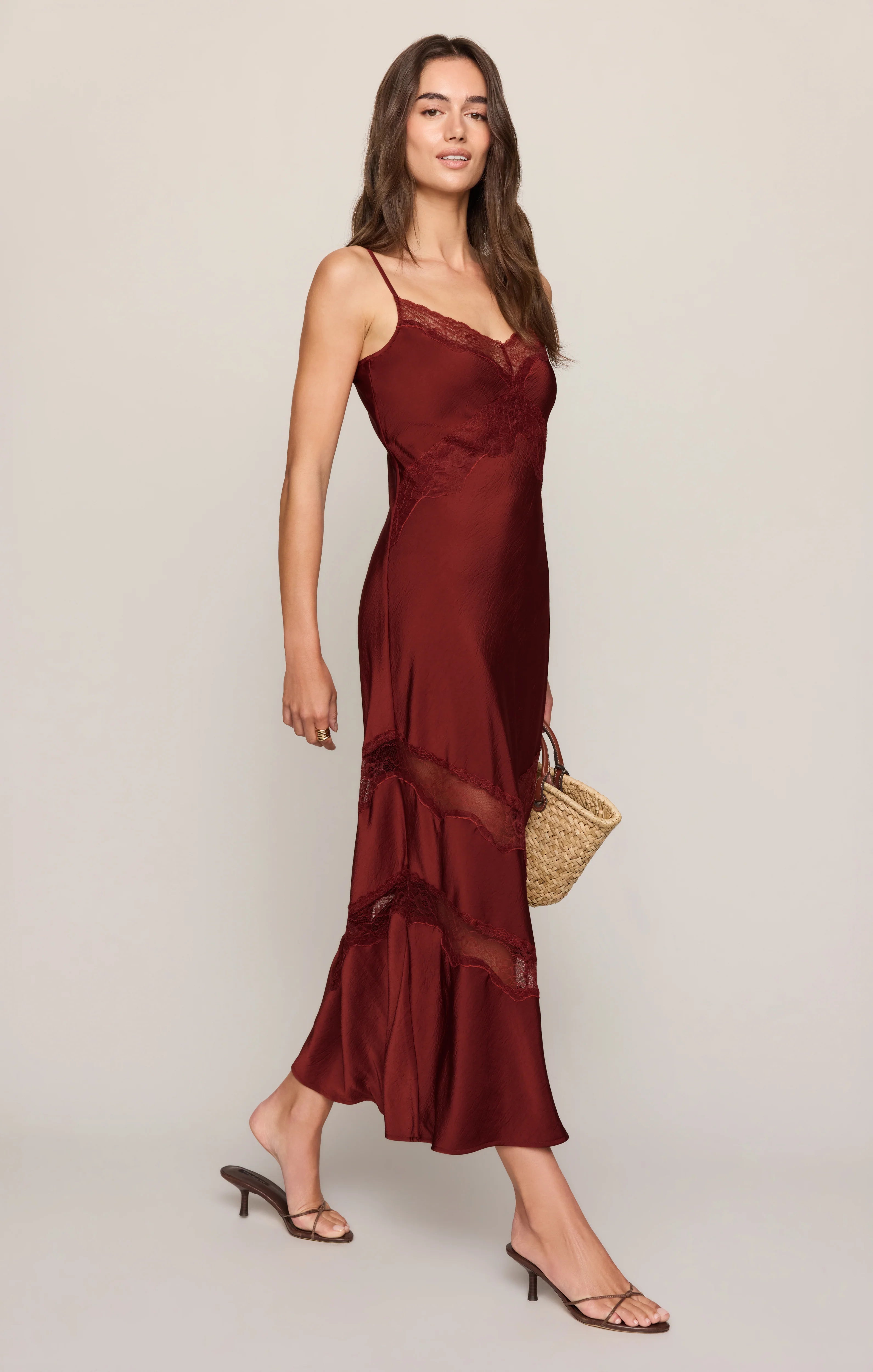 BRUNA LACE INSET MIDI DRESS