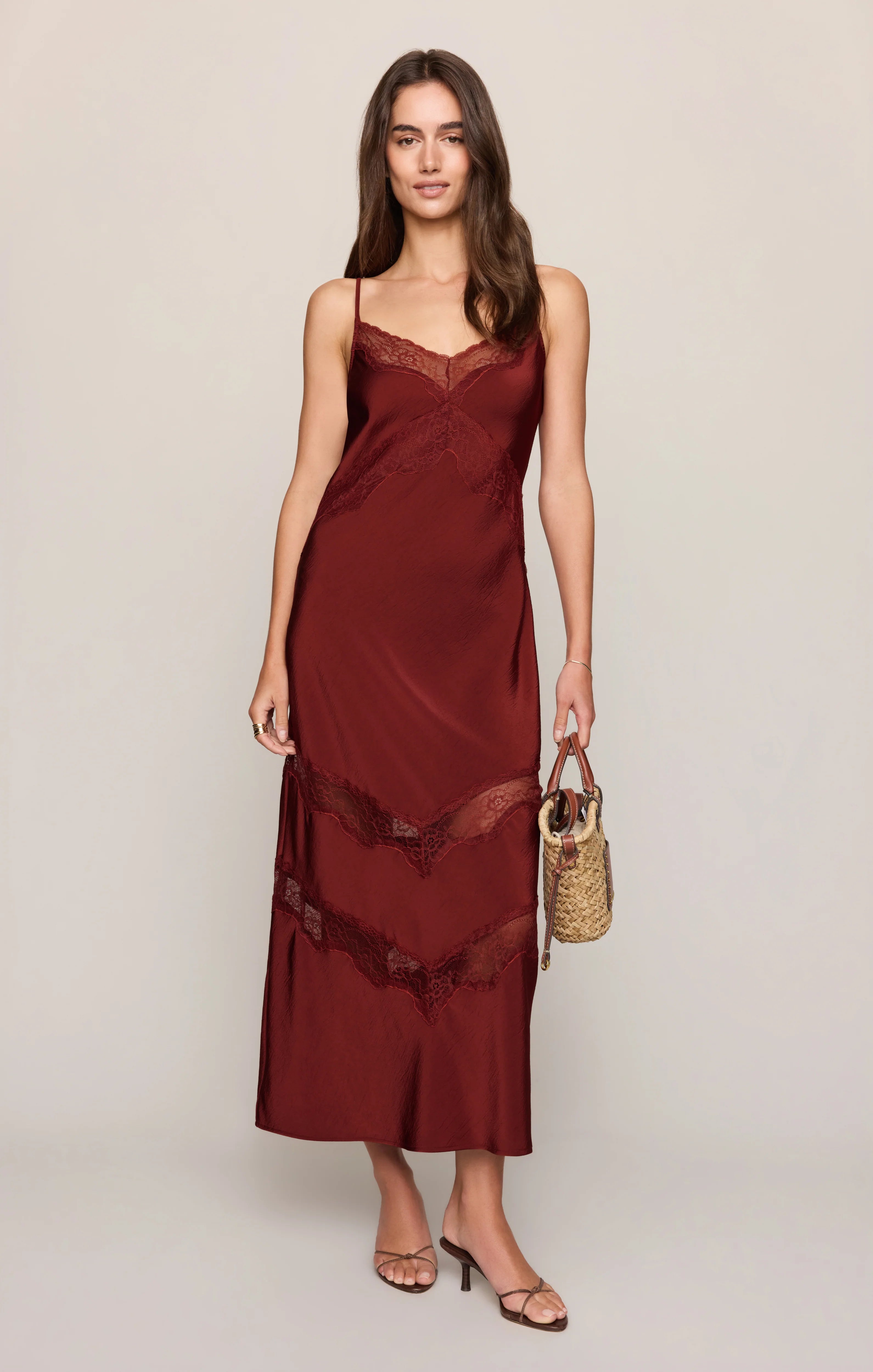 BRUNA LACE INSET MIDI DRESS