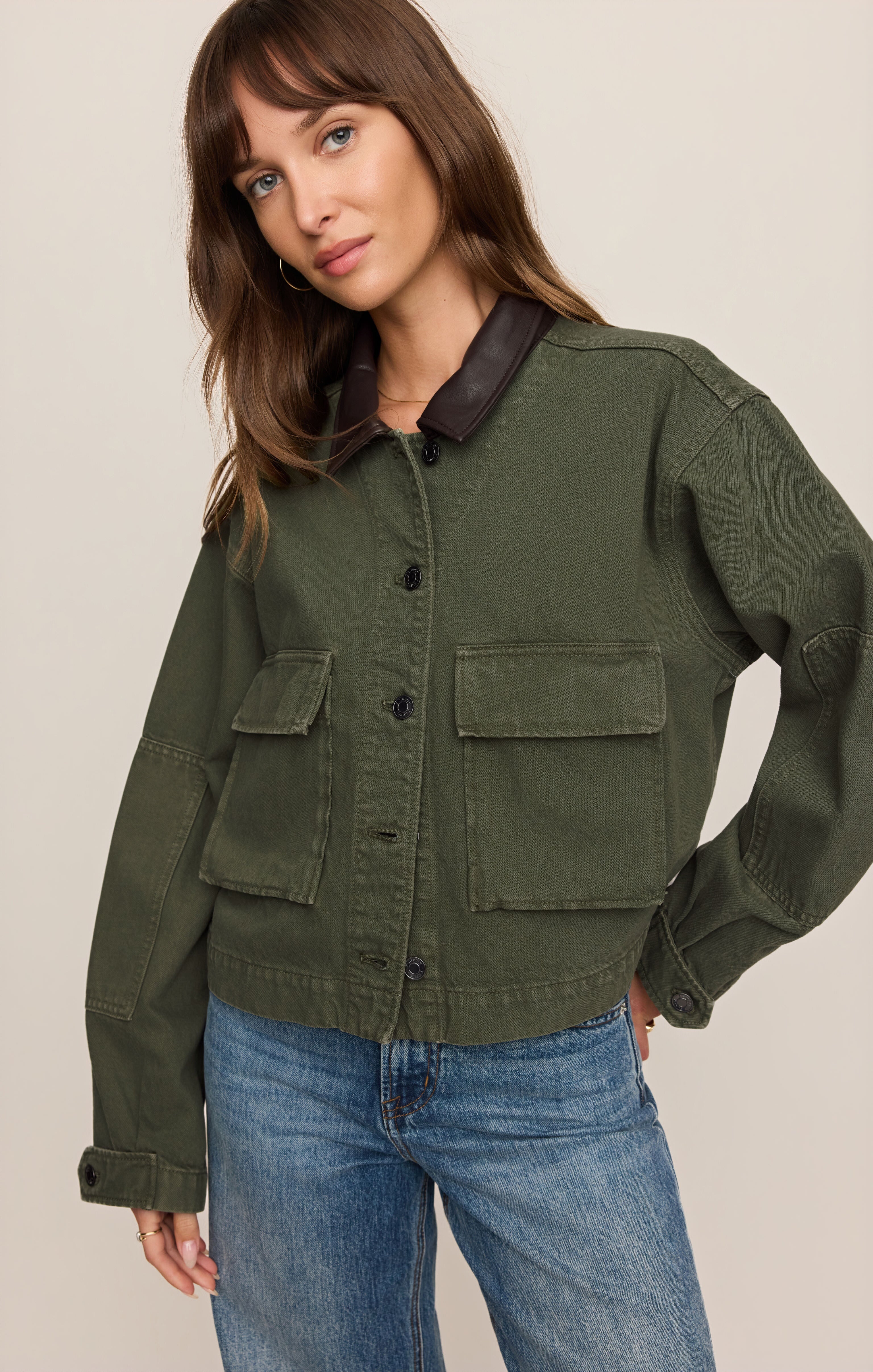REY CROPPED DENIM CHORE JACKET