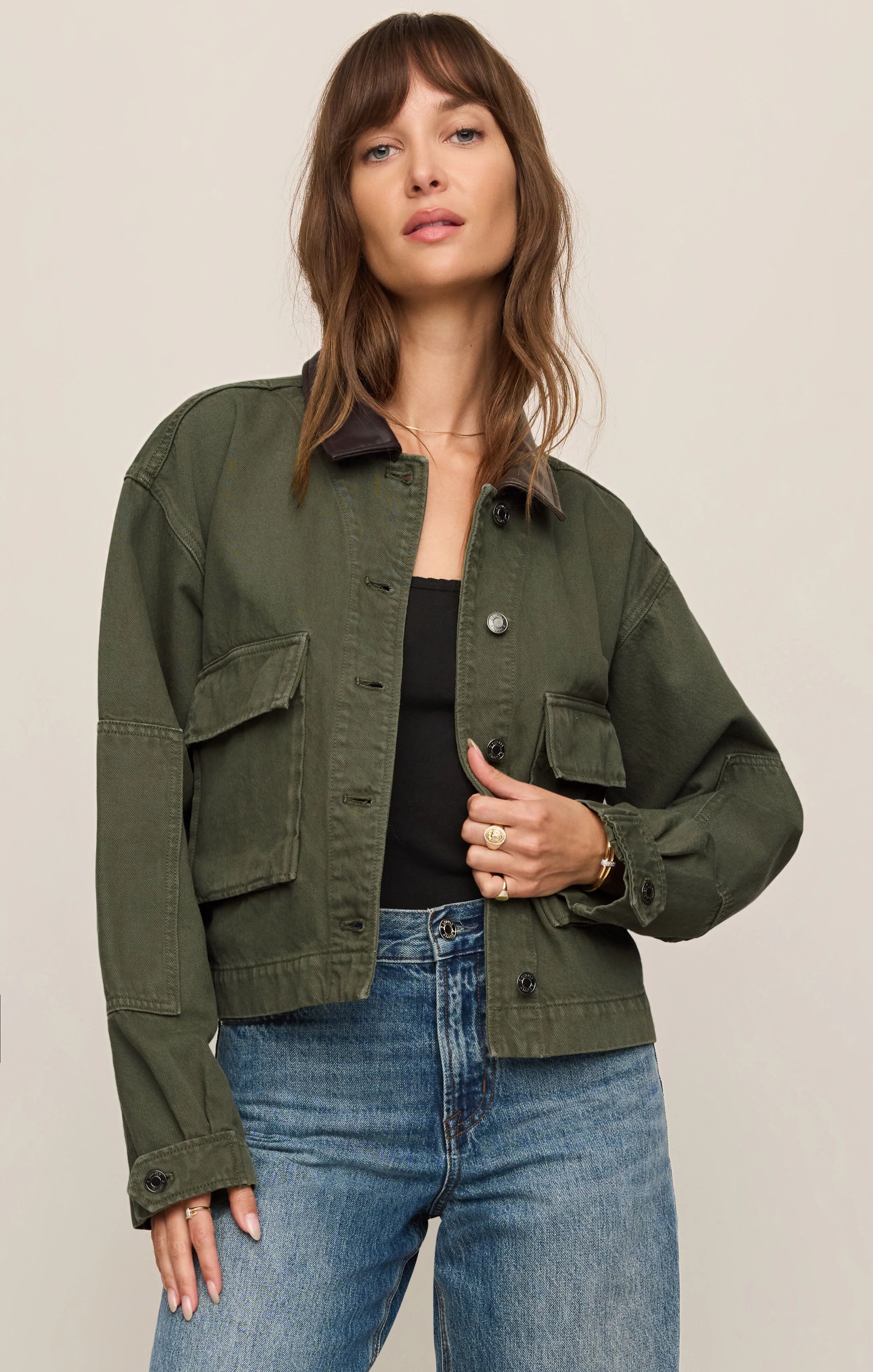 REY CROPPED DENIM CHORE JACKET