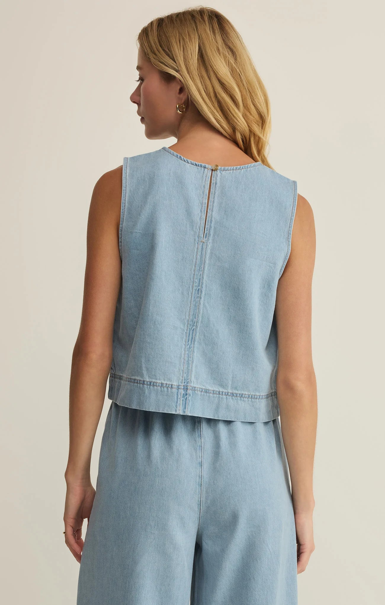 SUN SEEKER DENIM CROPPED TANK