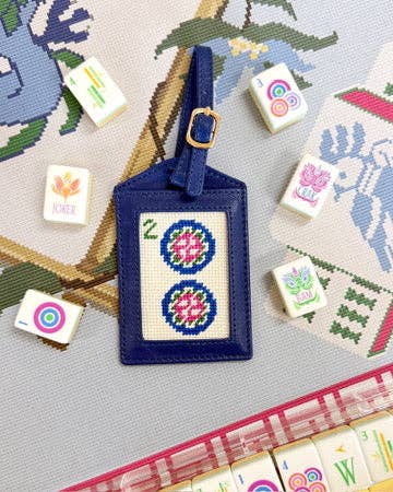 Needlepoint Two Dot Luggage Tag