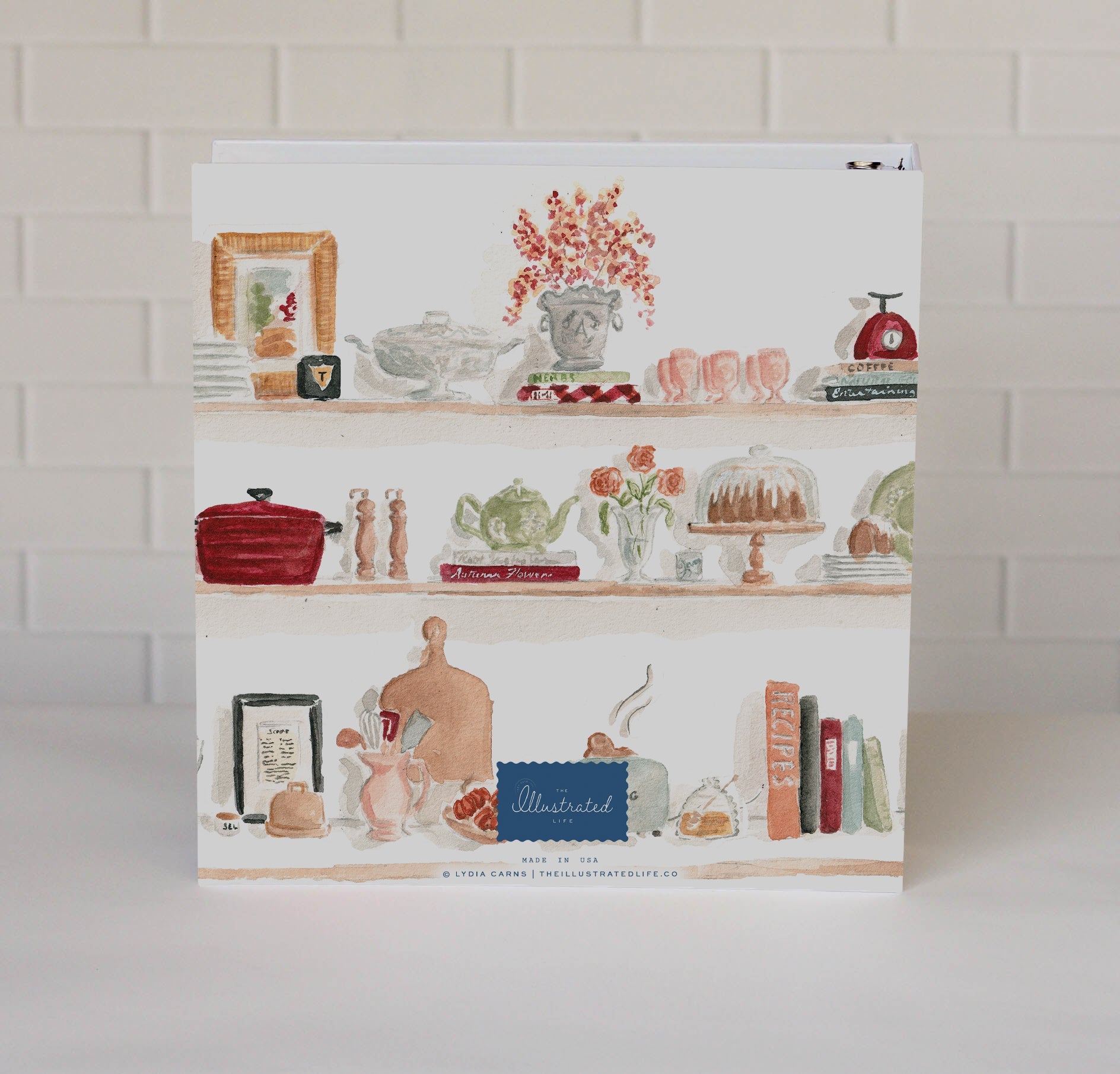 Autumn Kitchen Shelves 3-Ring Recipe Binder