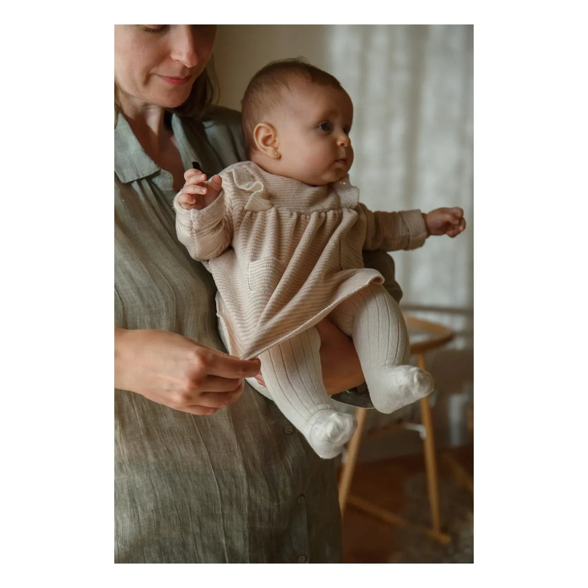Nancy Dress in Nude Stripe