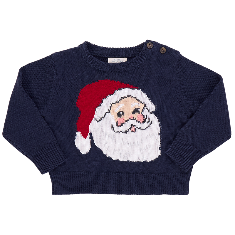 Boys Oliver Sweater - Navy Santa