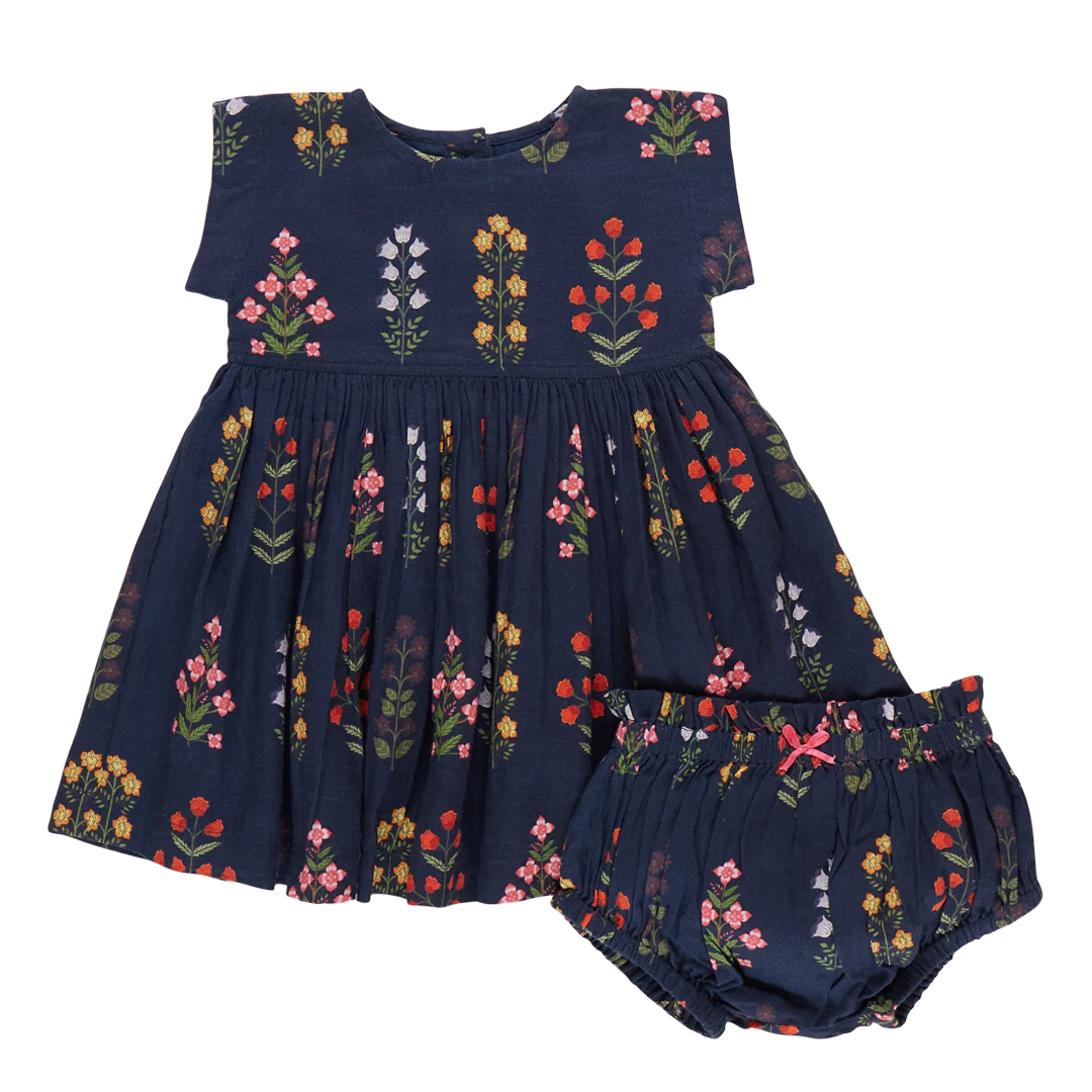 Baby Girls Marie Dress Set - Navy Field Floral