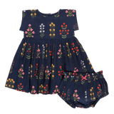 Baby Girls Marie Dress Set - Navy Field Floral