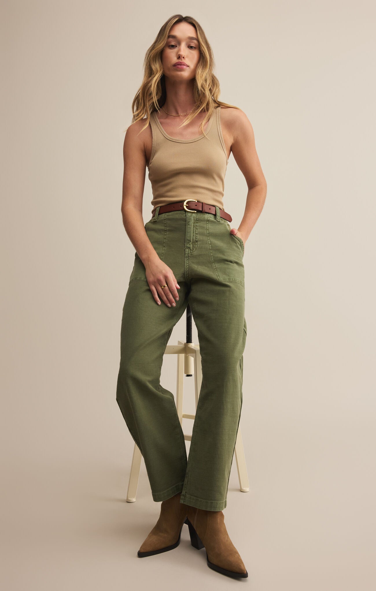 Olive Twill Pants