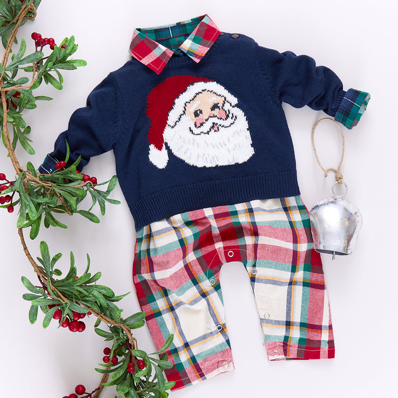 Boys Oliver Sweater - Navy Santa