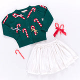 Constance Sweater - Green Candy Cane Bows