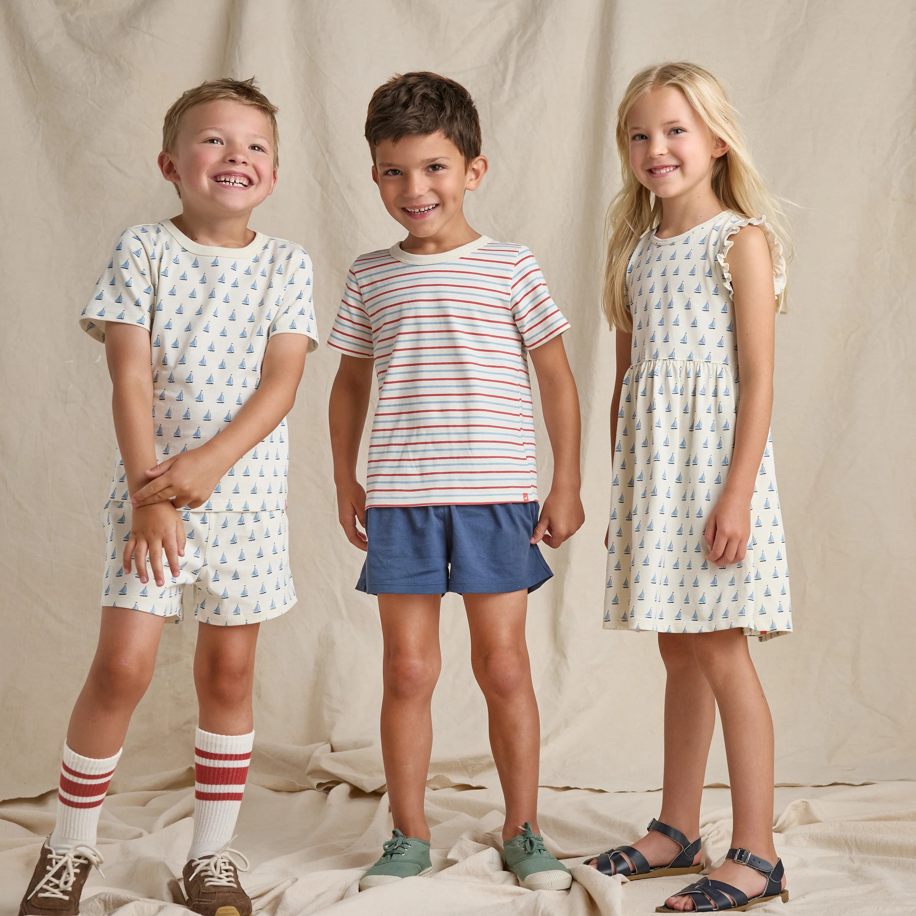 Sunny Ruffle Dress in Sailboat