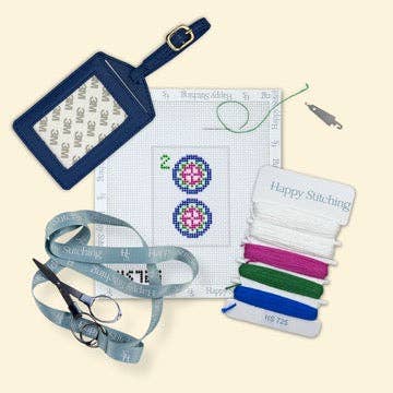 Needlepoint Two Dot Luggage Tag